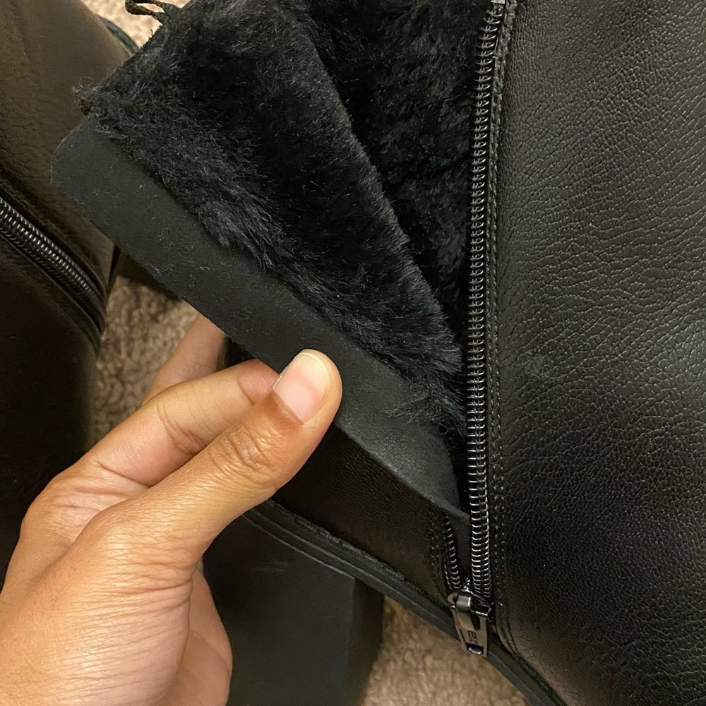 H&M Faux leather Ankle Boots with faux fur lining